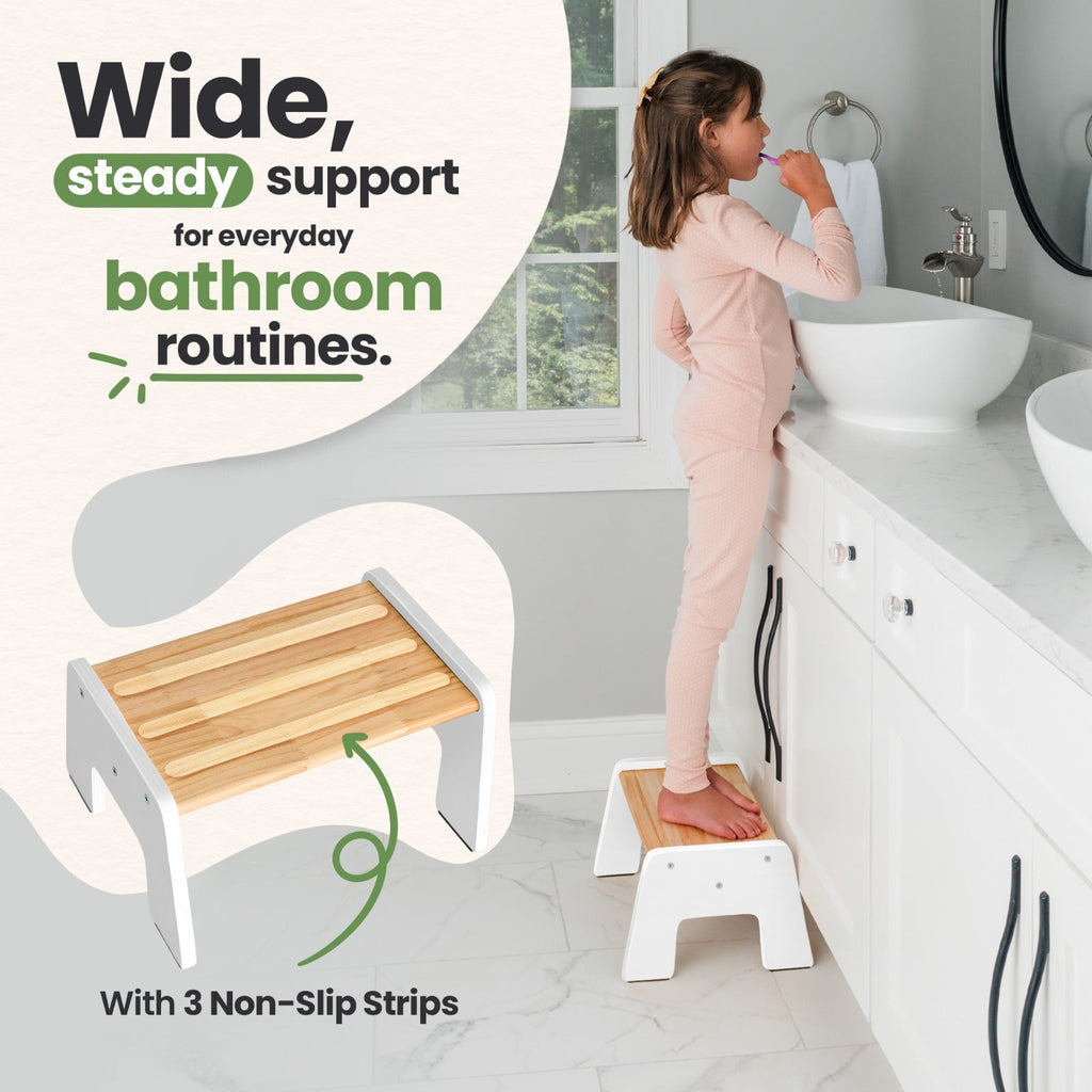1-Step Wooden Stool for Kids(Multi-Purpose Step Stool for Kitchen, Bath, and Potty Training)