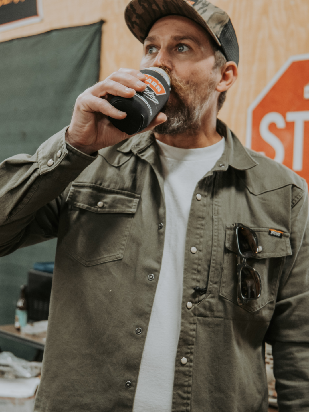 Earl Denim Shirt - Dusty Olive