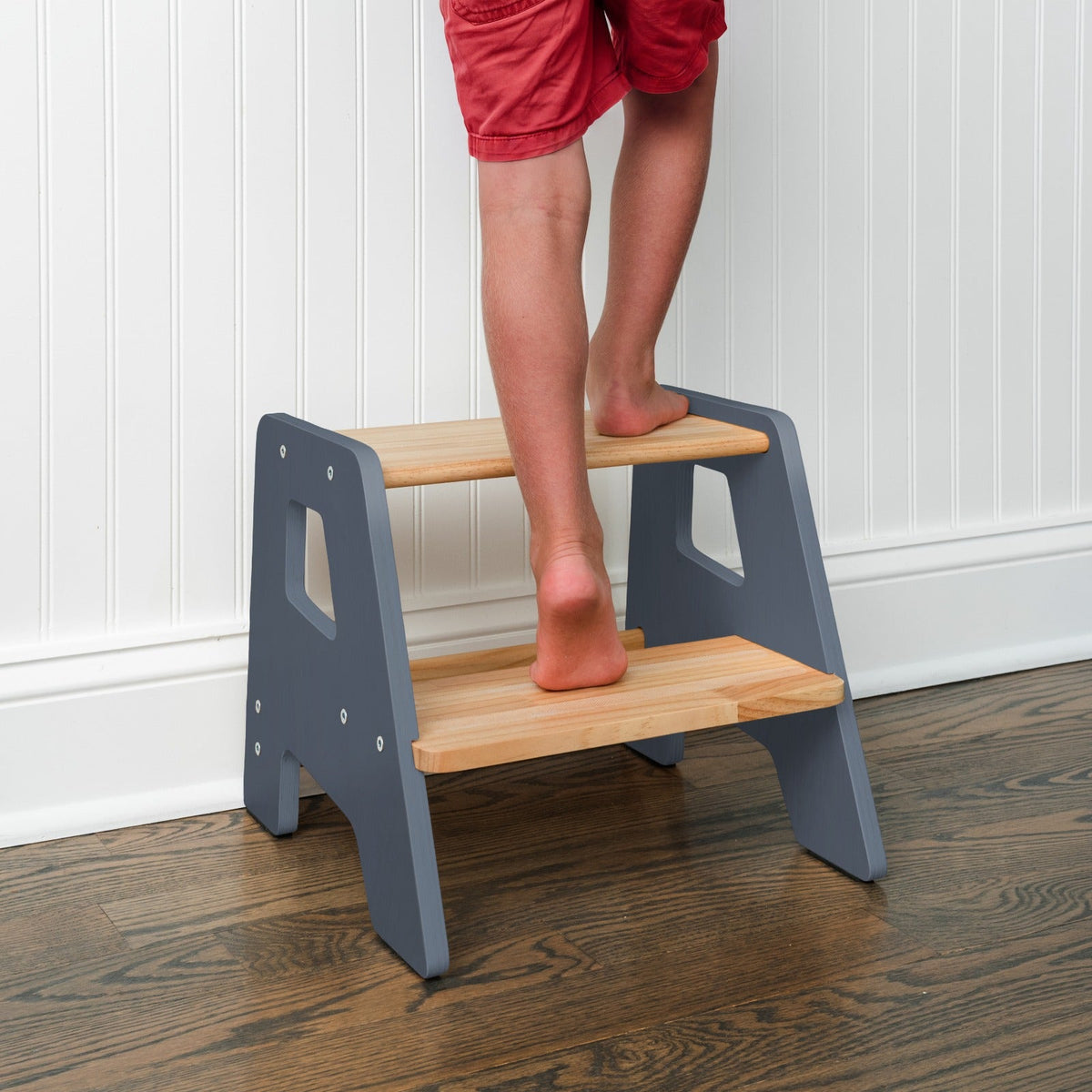 2-Step Wooden Stool for Toddlers(Step Stool for Children Ages 2+)