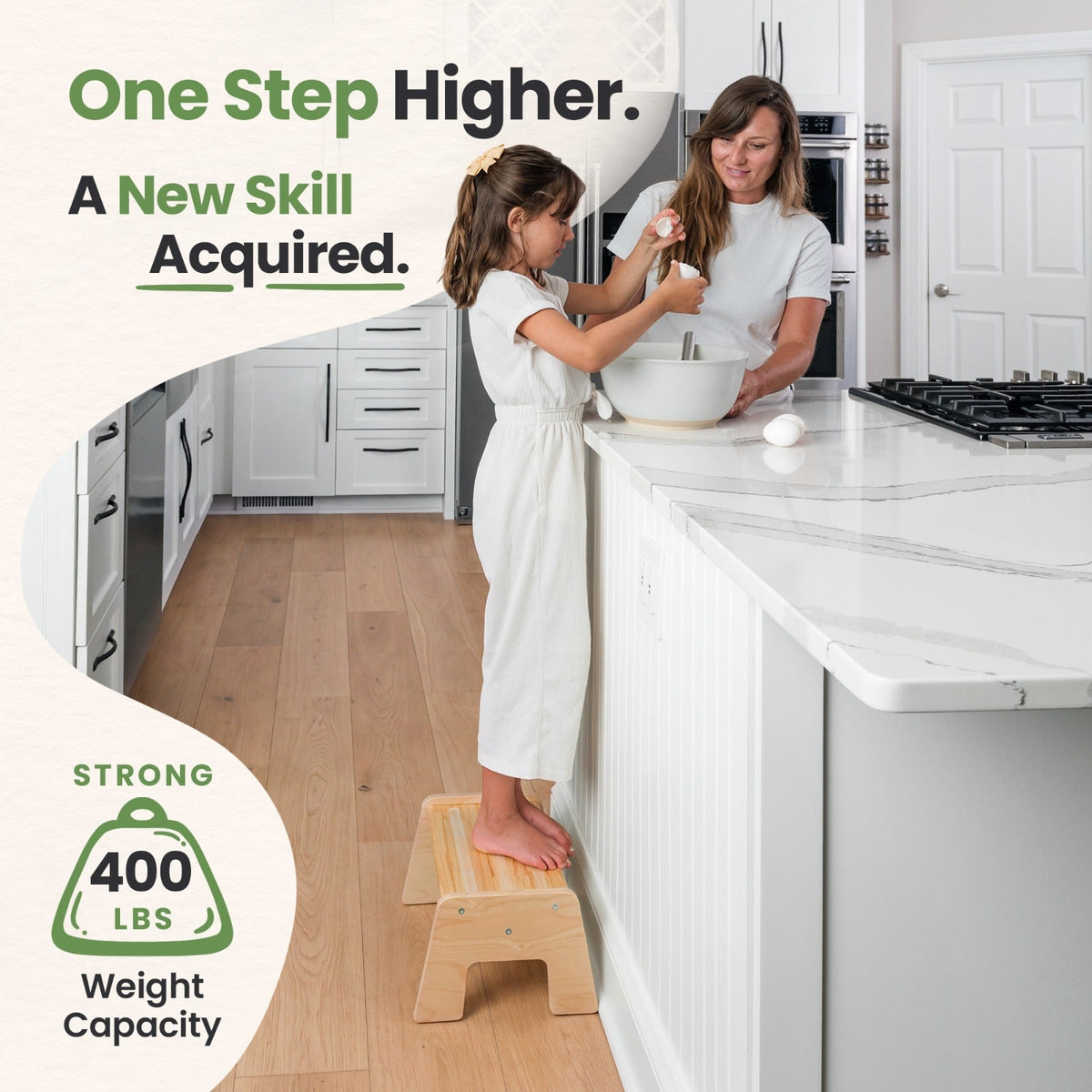 1-Step Wooden Stool for Kids(Multi-Purpose Step Stool for Kitchen, Bath, and Potty Training)