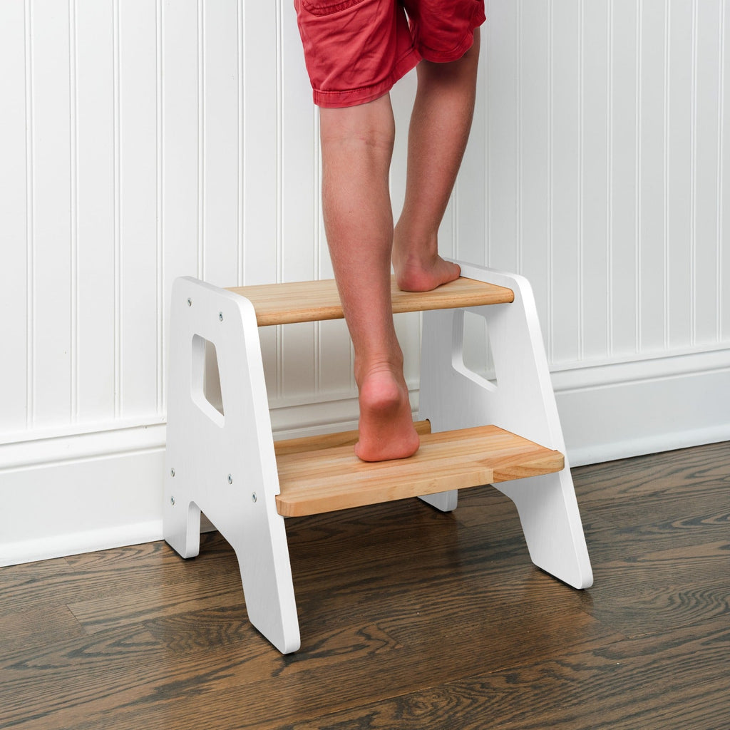 2-Step Wooden Stool for Toddlers(Step Stool for Children Ages 2+)